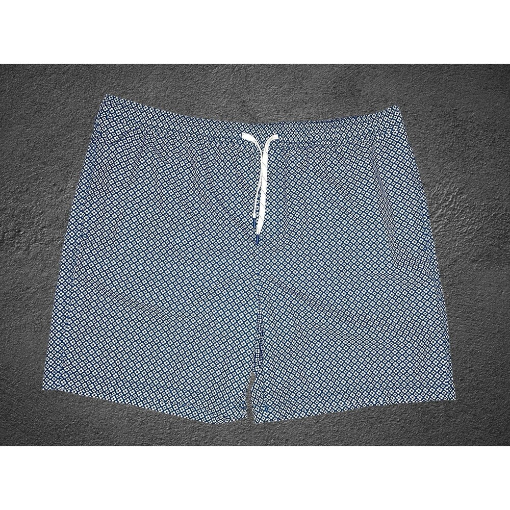 Elysian Supply Co Mens XXL Swim Trunks Blue Print Drawstring Pockets Board Short